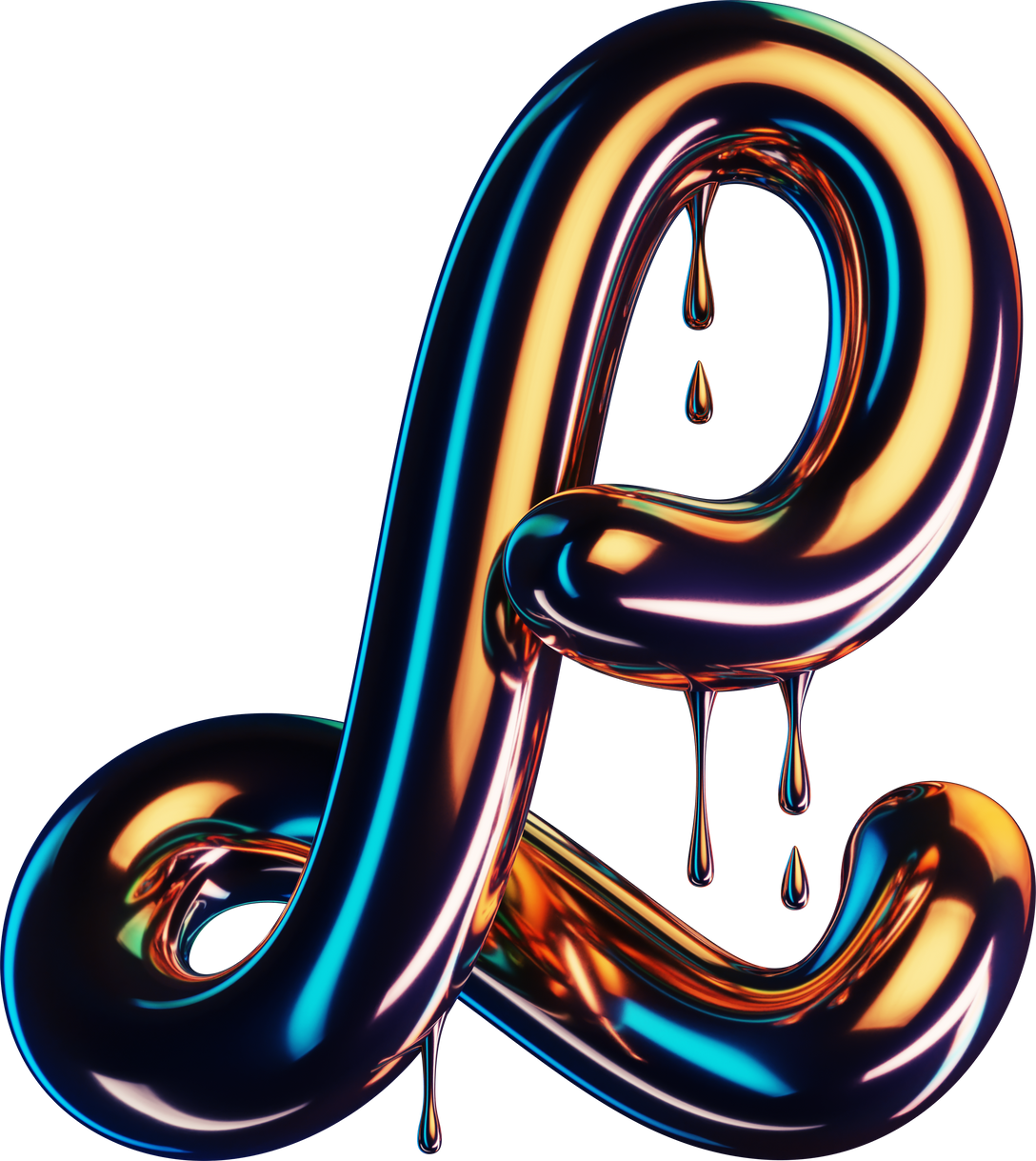 3d letter L with dripping glossy effect